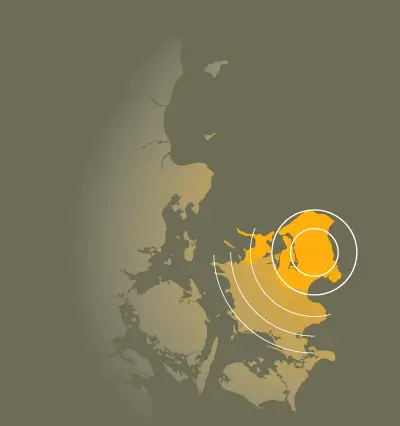 Kort over TerrasseNu's dækningsområde i Nordsjælland og København