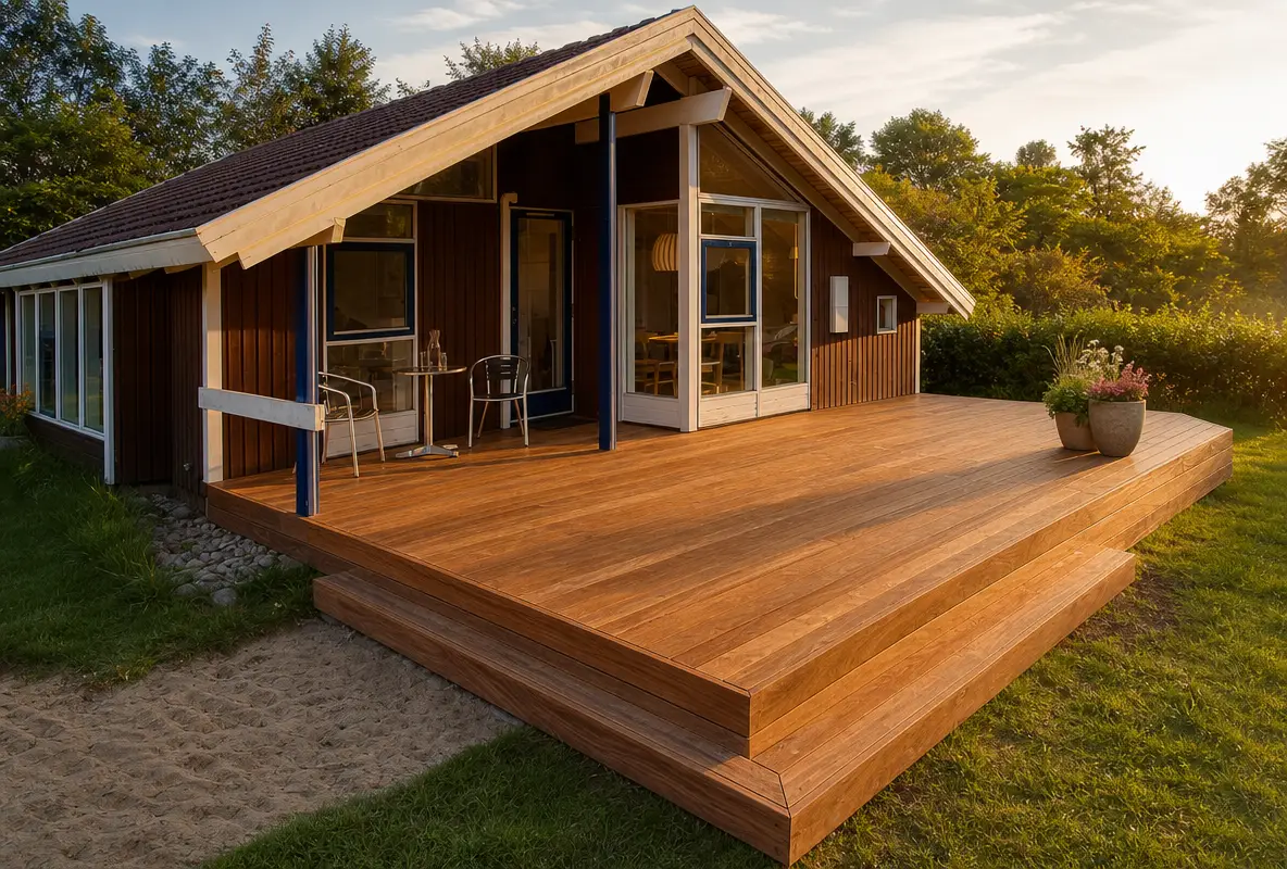 Cumaru-terrasse ved sommerhus i Gilleleje